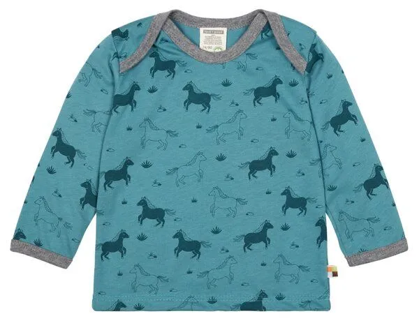 loud + proud loud + proud Babys & Kinder Langarm Oberteil Pony Weide, GOTS-zertifiziert, Blau, – Produktbild 1 von 1