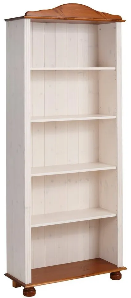 OTTO home Regal Mette Bücherregal mit 5 offenen Fächern, aus massivem Kiefernholz, in unterschiedlichen Größen und Farben, Weiß, – Produktbild 7 von 8