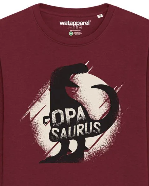 watapparel watapparel Sweatshirt Unisex Opasaurus, Burgundy, – Produktbild 3 von 3