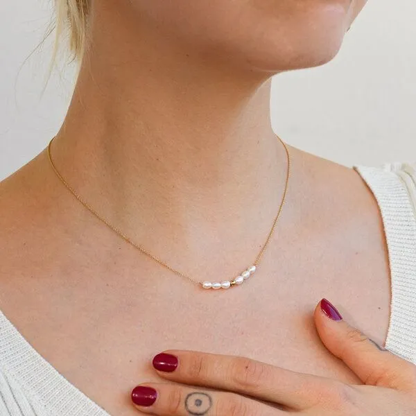 Eppi Eppi Silberne Halskette mit Perlen Angela, Gelb, – Produktbild 2 von 3
