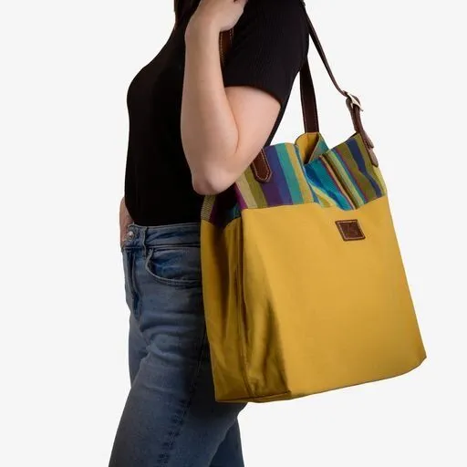 Dragolina Dragolina Shopper Miss Eve mit Webstoff der Pwo Karen, Schilf (gelb), – Produktbild 4 von 4