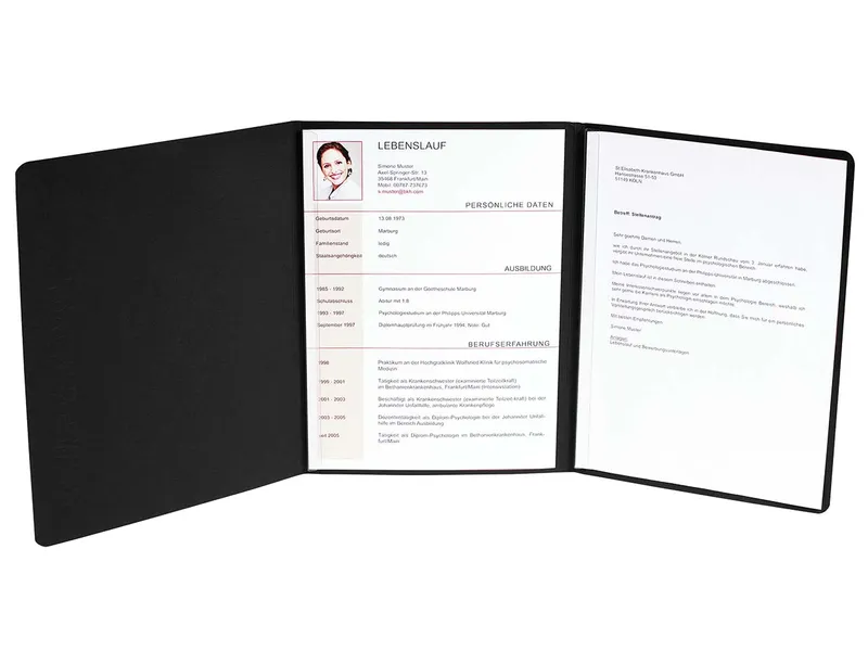 Exacompta 10 Exacompta Bewerbungsmappen "Excellence", Prägung, 400 g/m², DIN A4, 2 Klemmsch.,schwarz – Produktbild 1 von 1