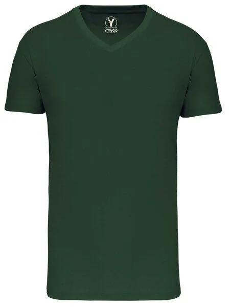 YTWOO YTWOO Basic Herren T-Shirt mit V-Ausschnitt aus Bio-Baumwolle, Forest green, – Produktbild 2 von 4