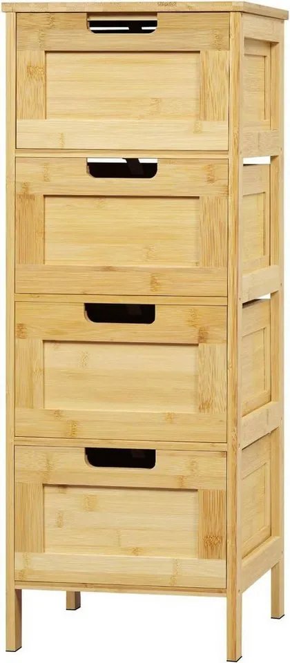 EUGAD Badkommode (1 St), Badschrank Bambus, mit 4 Schubladen, 30x80x30 cm, Beige, – Produktbild 2 von 5