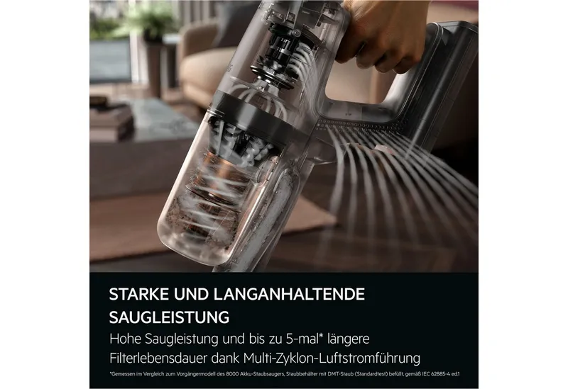 AEG AEG Akku-Hand-und Stielstaubsauger AP82UB25SH, beutellos, Leistungsstarker Akku-Staubsauger: kabellos für alle Böden, Automodus, Weiß, – Produktbild 5 von 5