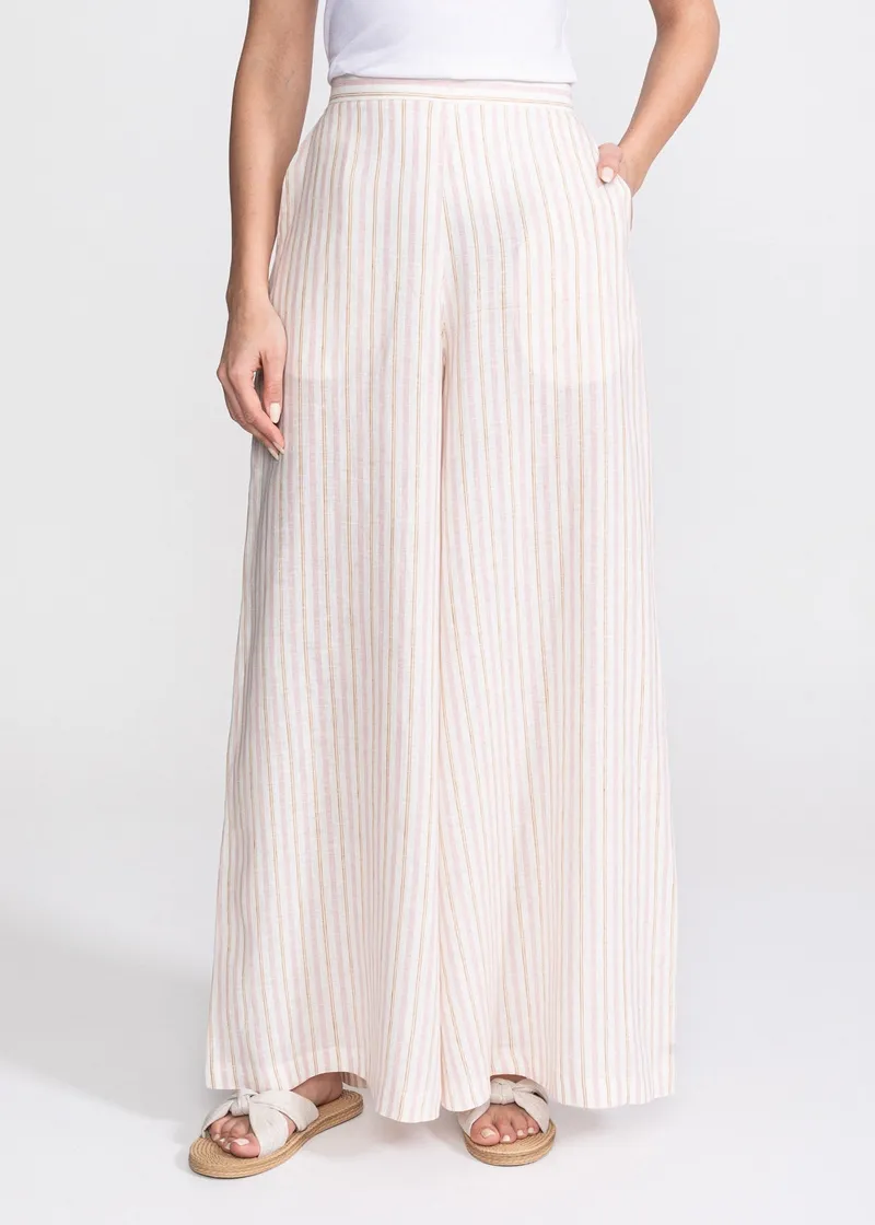 De IONESCU De IONESCU Damen vegan Hose Palazzo Leinen Goldene Streifen, Dunkelgelb, – Produktbild 1 von 2