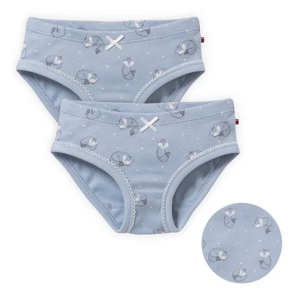 People Wear Organic People Wear Organic Slips, 2er Pack, blau bedruckt, "Fuchs", Bio-Baumwolle – Produktbild 1 von 4