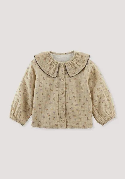hessnatur hessnatur Musselin Shirt Rüschkragen aus reiner Bio-Baumwolle, Goldsand, – Produktbild 1 von 2