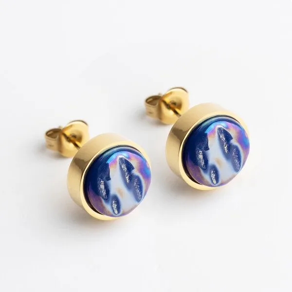 ALEXASCHA ALEXASCHA Edelstahl Ohrstecker mit Glasstein | Gold, Nachtblau, – Produktbild 1 von 4