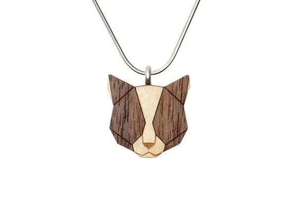 BeWooden BeWooden Halskette Grey Cat | Kette mit Anhänger aus Holz – Produktbild 2 von 4