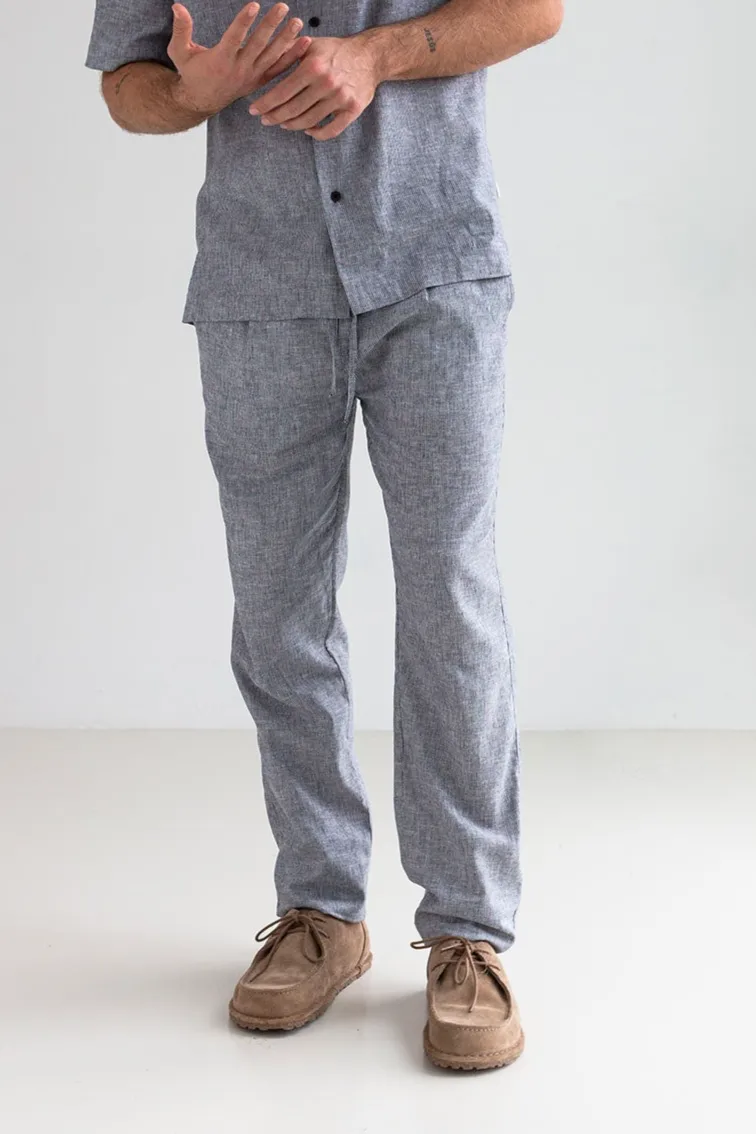 TWOTHIRDS TWOTHIRDS Herren vegan Hose San Vicente Marineblau Gestreift, Dunkelblau, – Produktbild 2 von 2