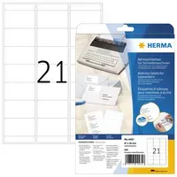 Herma Herma Papier - permanenter Klebstoff - Mattes Weiß - 67 x 38 mm 420 Etikett(en) (20 Bogen x 21) – Produktbild 2 von 3
