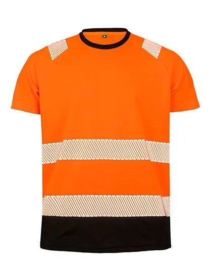 Result Genuine Recycled Result Genuine Recycled Safety Workwear HiViz Sicherheits T-Shirt Berufsbekleidung Atmungsaktiv Reflektierend, Fluorescent orange/schwarz, – Produktbild 2 von 3