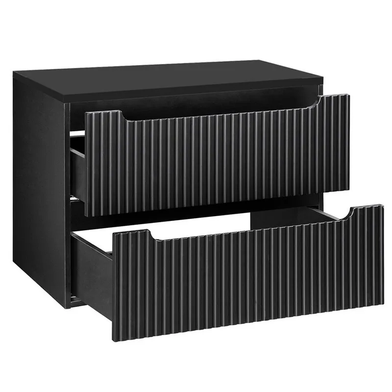 Lomadox Waschbeckenschrank NEWPORT-56-BLACK 80 cm Waschtisch-Unterschrank 40 cm tief Badschrank schwarz 2 Auszüge, Schwarz, – Produktbild 2 von 5