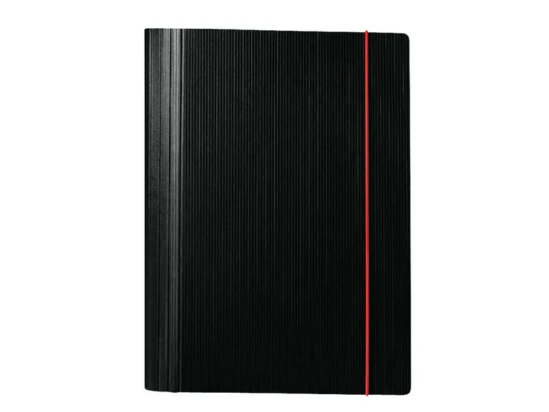 Memo Tagungsmappe A4 schwarz mit Blockklemme und Verschlussgummi rot – Produktbild 1 von 1