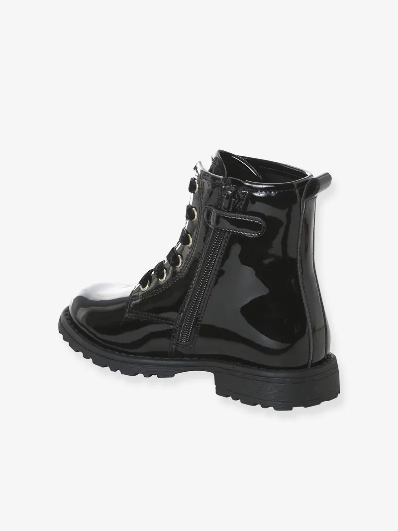 Vertbaudet Vertbaudet Kinder Schnür-Boots mit Reißverschluss und Anziehtrick, Schwarz, – Produktbild 3 von 4
