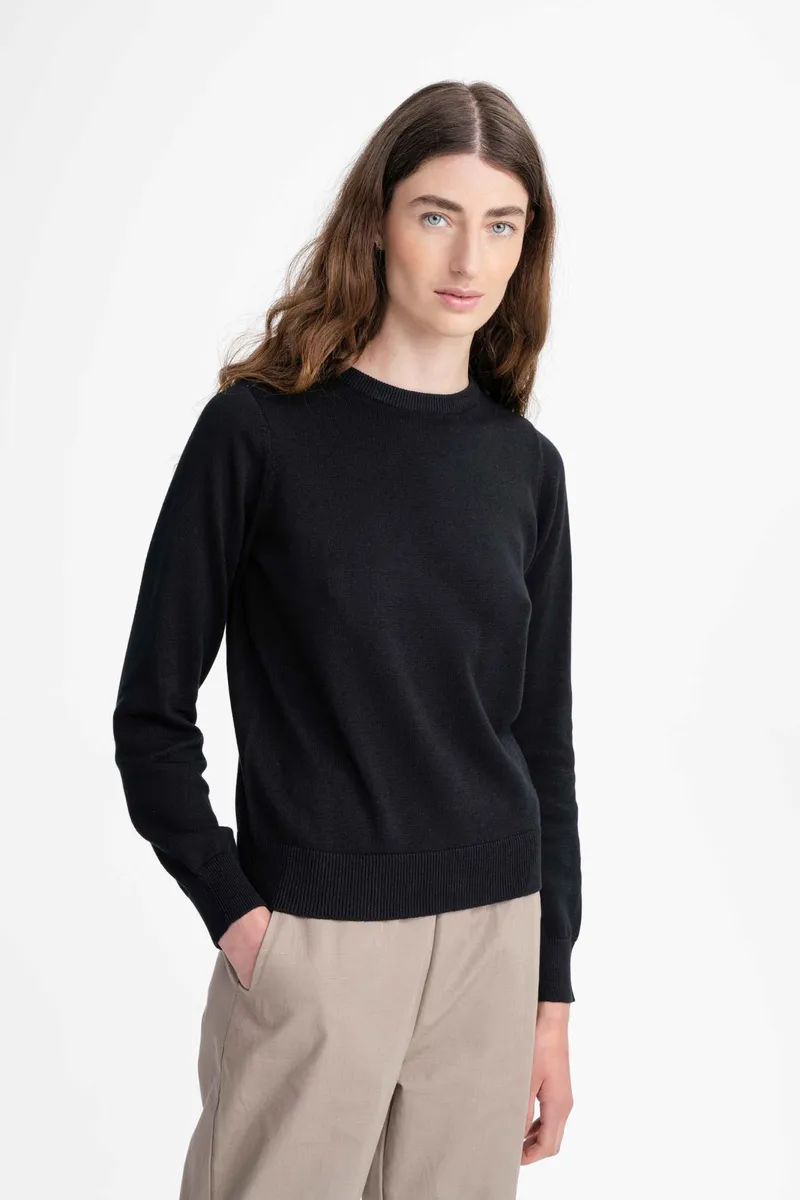 MELA MELA Damen vegan Pullover Feinstrick Dhana Schwarz, Schwarz, – Produktbild 2 von 2
