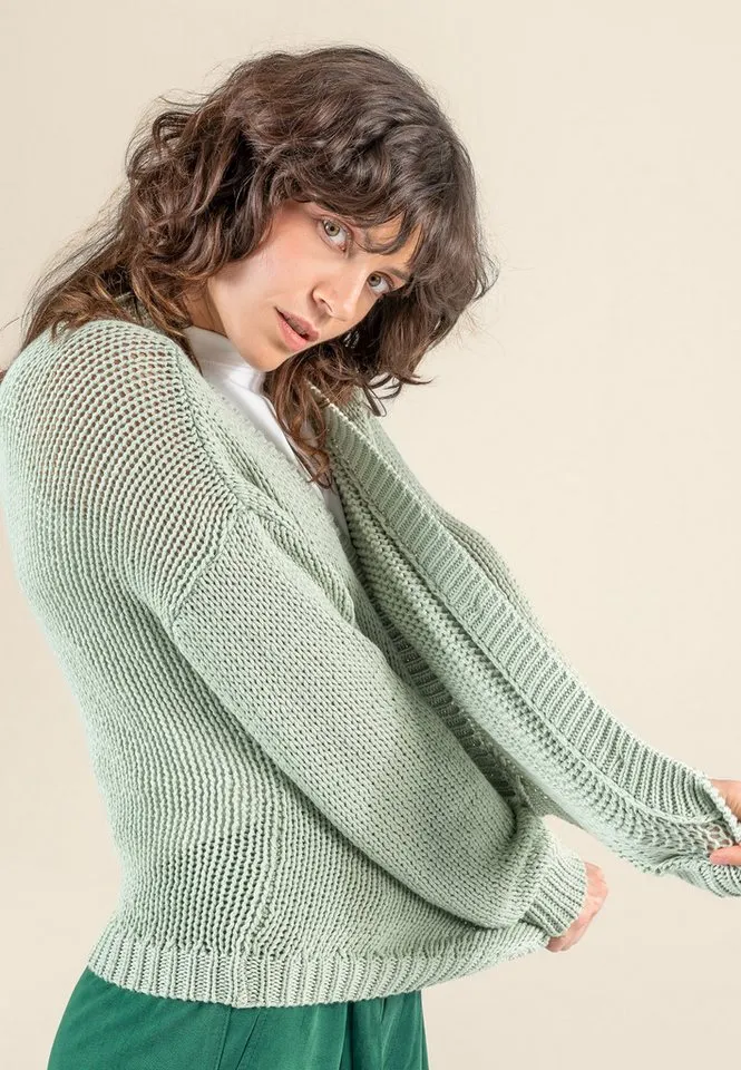 Living Crafts Living Crafts Strickjacke ROSANNA GOTS zertifiziert, Grün, – Produktbild 4 von 5