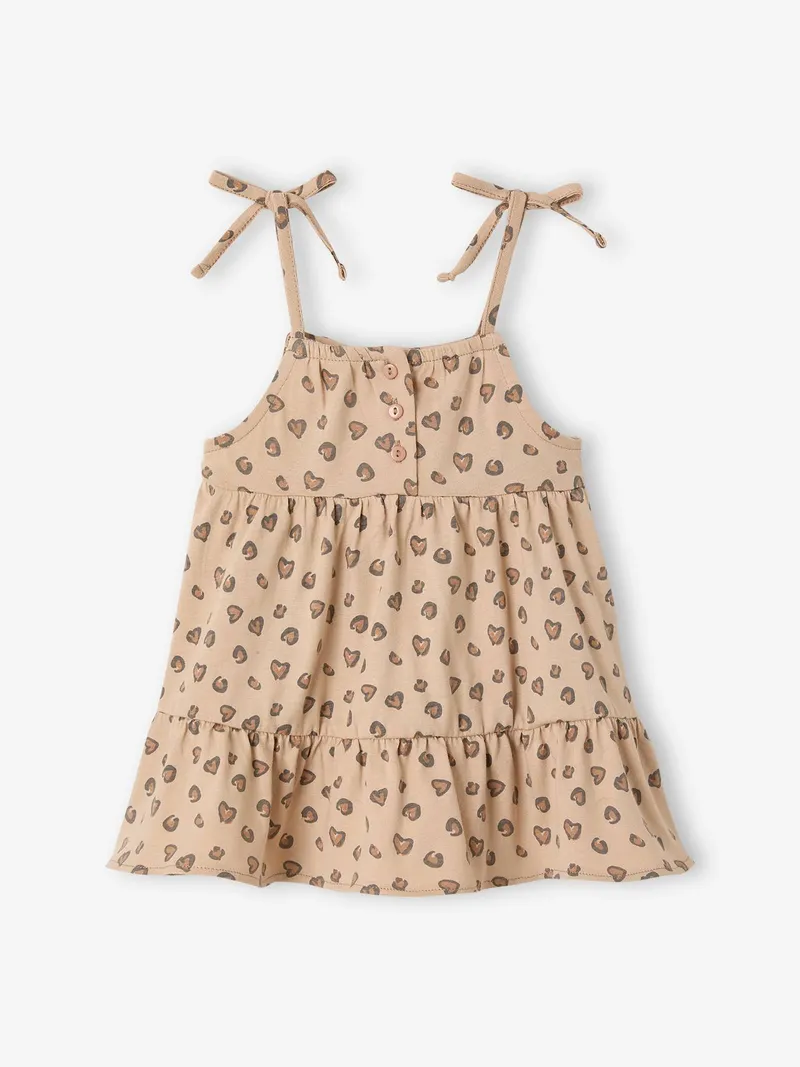 Vertbaudet Baby Trägerkleid mit Schleifen leo, Beige leo, – Produktbild 1 von 3