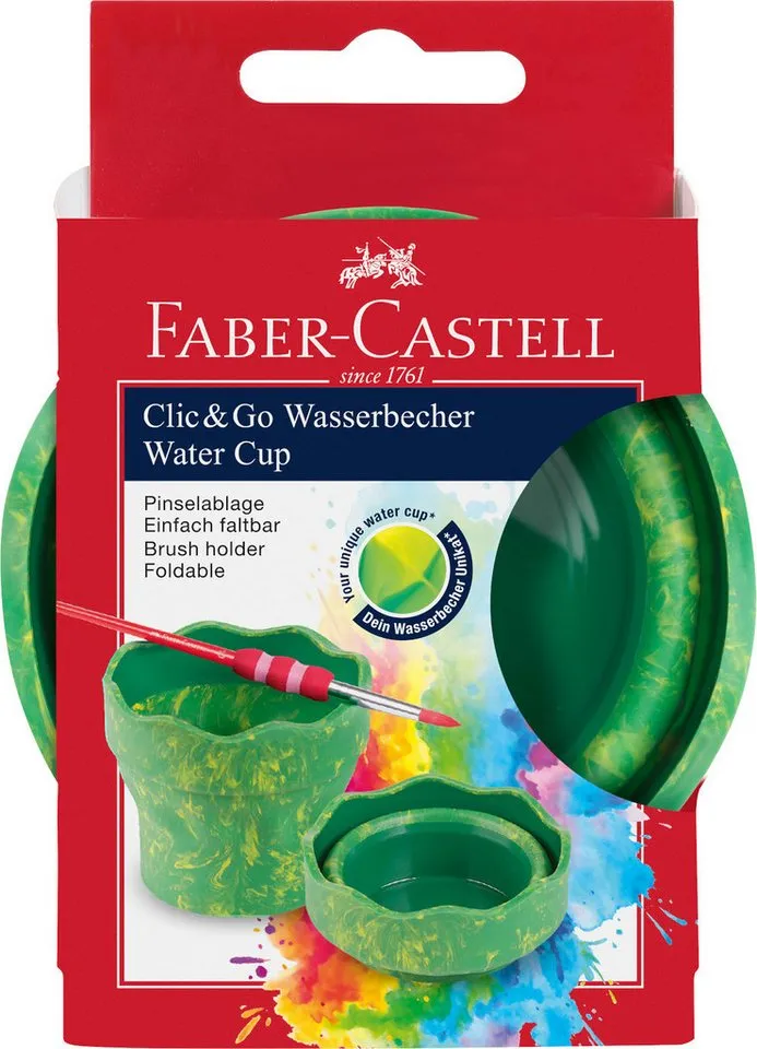 Faber-Castell Faber-Castell Wasserbecher "Clic&Go" Art & Graphic, grün marble – Produktbild 2 von 2