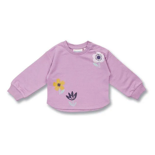 Sense Organics Sense Organics Baby Sweatshirt mit Blumen-Motiv, Modell ABISSA, Blumen-druck auf flieder, – Produktbild 1 von 4
