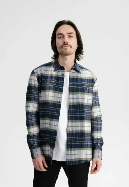 MELA Flanell Shirt SAHEL | von MELA | Fairtrade & GOTS zertifiziert, Navy / lavendel karo, – Produktbild 1 von 4