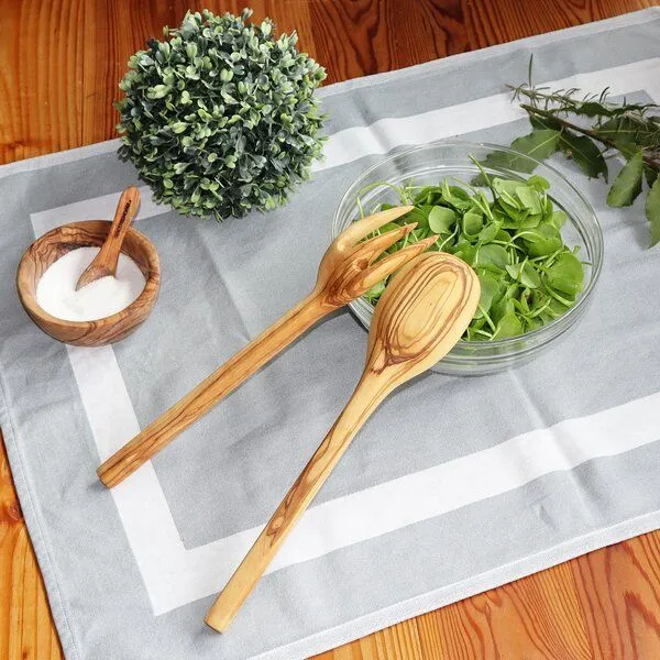 NATUREHOME NATUREHOME Salatbesteck 2tlg. Olivenholz Rustikal 30 cm – Produktbild 1 von 4