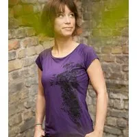 päfjes päfjes Pflanzen Kolibri - Fair gehandeltes Frauen T-Shirt mit TENCEL Lyocell, Lila, – Produktbild 1 von 1
