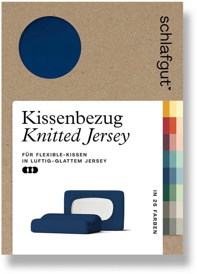 Schlafgut Schlafgut Kissenbezug Pure flexibler Kissenbezug für Nackenstützkissen, (1 Stück), Bio-Baumwolle mit Elasthan, mit Gummizug, bügelfrei, Blau, – Produktbild 2 von 5