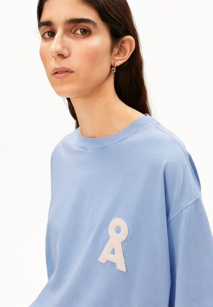 ARMEDANGELS ARMEDANGELS DRAWSTRING Damen T-Shirt aus 100% Bio-Baumwolle, Soft blue, – Produktbild 3 von 4