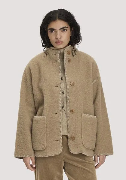 hessnatur hessnatur Wollfleece Jacke Boho Oversize aus reiner Bio-Merinowolle, Camelbraun, – Produktbild 1 von 4