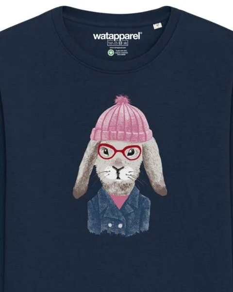watapparel watapparel Sweatshirt Unisex Hase, French navy, – Produktbild 3 von 4