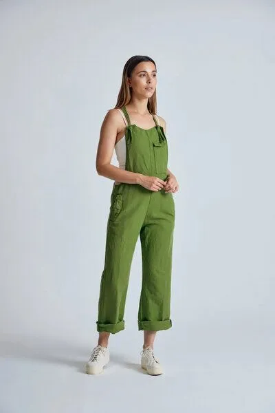 Flax and Loom Flax and Loom Leinen Latzhose Mary Lou, Spring green (grün), – Produktbild 1 von 6