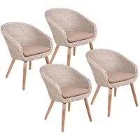 4er Pack Gartensessel "ARVADA" Akazie, Kunststoffgeflecht, beige – Produktbild 1 von 1