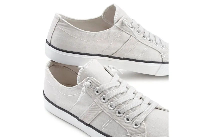 AUTHENTIC LE JOGGER AUTHENTIC LE JOGGER Textilschuh, Stoffschuh, Schnürschuh, Halbschuhe, Freizeitschuhe Sneaker Schnürhalbschuh, Slipper, Turnschuh aus weichem Textilmaterial VEGAN, Grau, – Produktbild 4 von 5