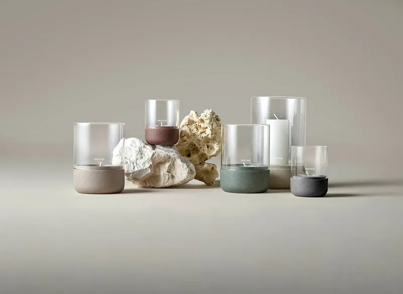 blomus Windlicht -CALMA- Glas Kerzenhalter, Stimmungslicht: modernes Deko-Design (1 St. ), Exklusive Betonoptik, Handgefertigt, Verschiedene Größen & Farben, Grau, – Produktbild 1 von 8