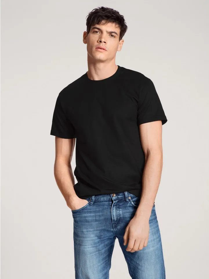 CALIDA CALIDA T-Shirt Natural Benefit (2er Pack) Modern Fit, Single Jersey, Kurzarm, Rundhals-Ausschnitt, Schwarz, – Produktbild 2 von 5