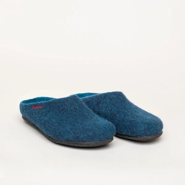 Magicfelt Magicfelt Filz-Hausschuh 709 aus 100% Merino-Wolle für Damen & Herren, Dark blue washed, – Produktbild 1 von 4