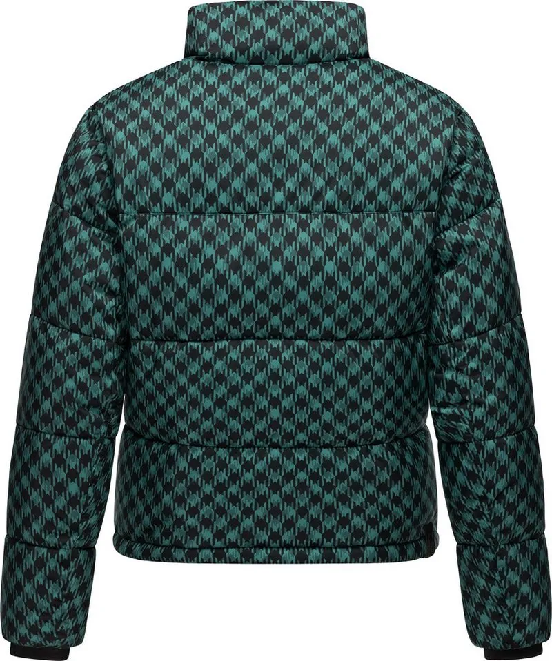 ragwear ragwear Winterjacke Serah Print wasserdichte Winter Steppjacke mit Hahnentritt Muster, Grün, – Produktbild 4 von 4