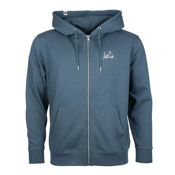 FÄDD FÄDD Herren Sweatjacke aus Bio-Baumwolle "FISCHERNTEBÖÖTCHEN", Blau, – Produktbild 1 von 4