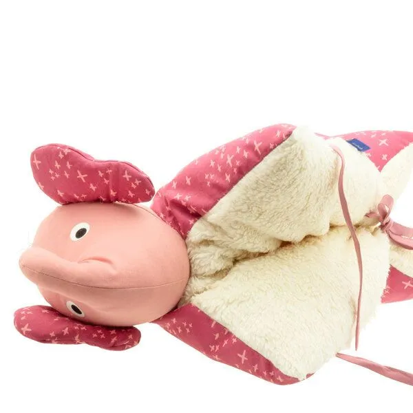 Flosinn Flosinn Kuschelkissen Elefant als Reisekissen mit Teddyplüsch aus Baumwolle Personalisierbar, Rot-rose, – Produktbild 4 von 5