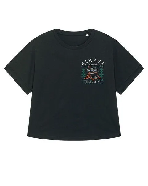 watapparel watapparel Oversize T-Shirt Frauen Always exploring never lost, Black, – Produktbild 1 von 2
