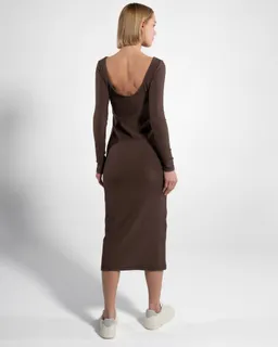 GORG GORG Damen vegan Kleid Langärmelig Gerippt Mokka Braun – Produktbild 1 von 1