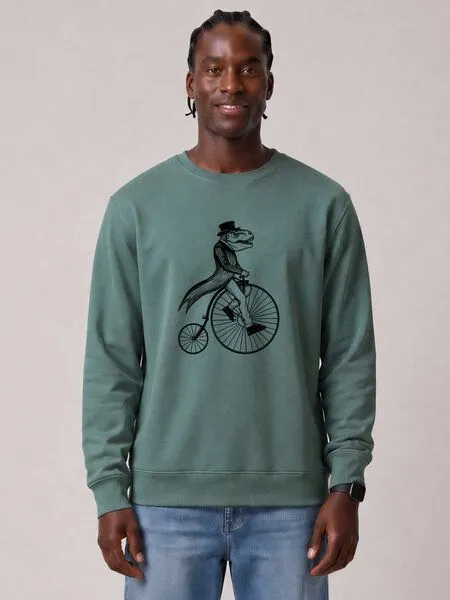 watapparel watapparel Sweatshirt Unisex T-Rex auf Fahrrad, Green bay, – Produktbild 2 von 2