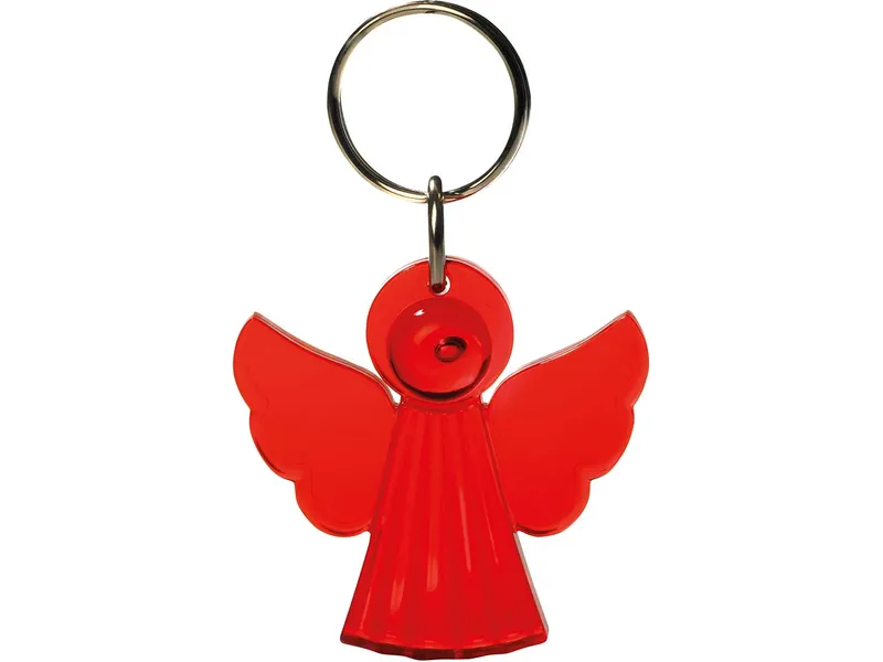 Schlüsselanhänger "Engel" inkl. 1-farbig beidseitigem Aufdruck, Rot transparent, – Produktbild 1 von 1