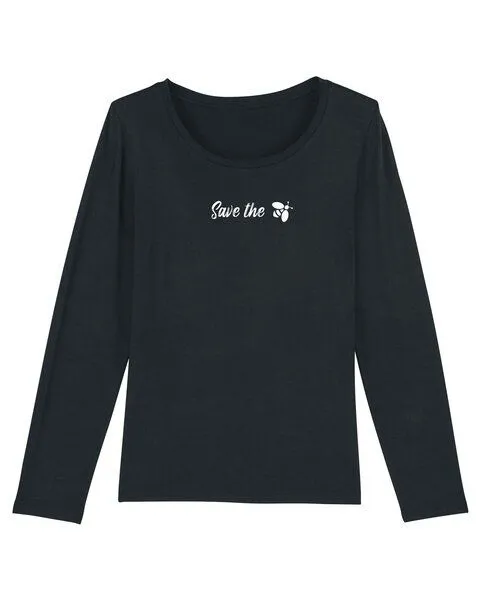 Human Family Human Family Bio Damen Longsleeve Shirt - Joker "Save the Bees" in 3 Farben, Weiss, – Produktbild 2 von 3