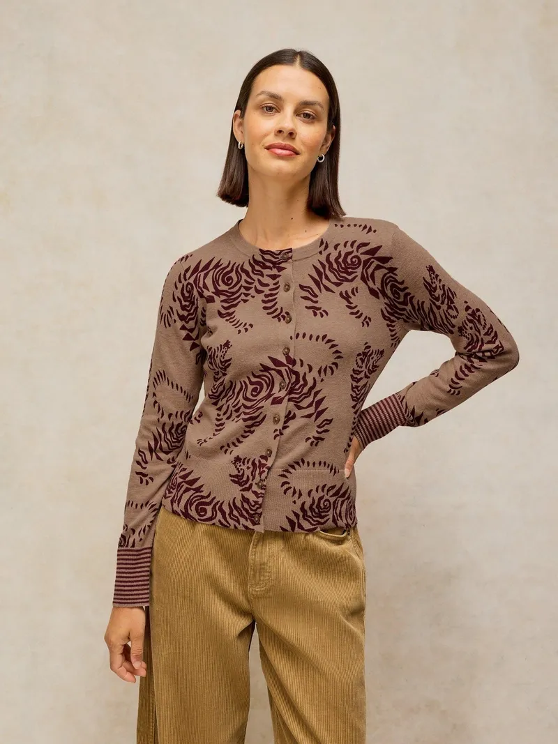 White Stuff Print-Cardigan Lois - 50, Natur multi, – Produktbild 3 von 4