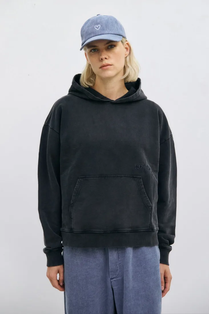 Rotholz Rotholz Damen vegan Hoodie Logo Washed Schwarz, Schwarz, – Produktbild 2 von 2