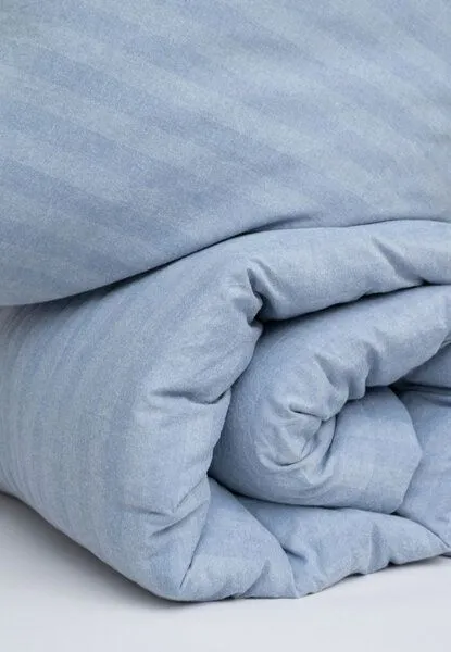 MELA MELA Flanell Bettwäsche Set Style HIMANSHU aus 100% Bio-Baumwolle, Blau herringbone, – Produktbild 2 von 4