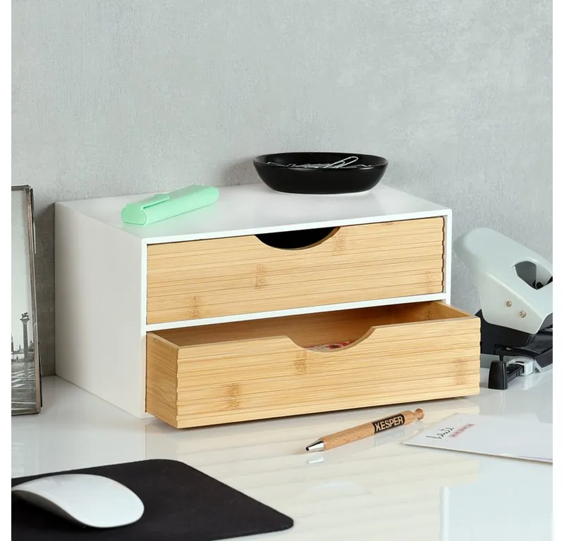 Kesper Kesper Organizer Küchenregal, Aufbewahrungsbox, FSC®-zertifiziert (1 St), Mini-Kommode mit 2 Schubladen, Weiß, – Produktbild 2 von 4